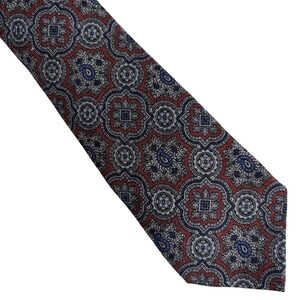 Suitsupply Mens Tie Wool Tweed Pattern Blue Burgundy Medallion Paisley Italy